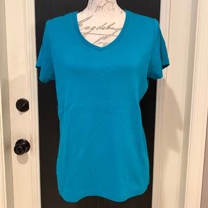 NWT & NWOT Bundle of 3 St John’s Bay V-Neck T-Shirts. Teal, Pink & Blue